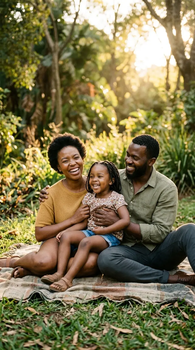 Happy South African family enjoying time together outdoors
